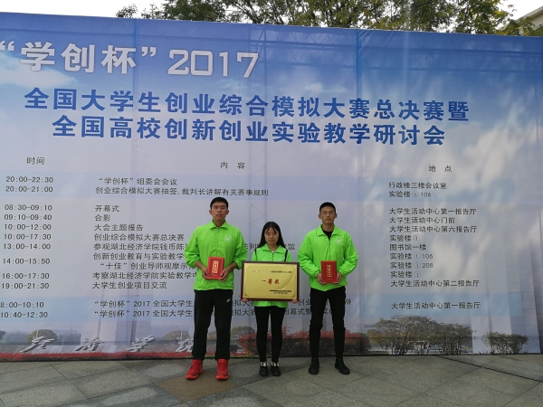w88win官网获“学创杯”2017全国大学生创业综合模拟大赛全国总决赛一等奖